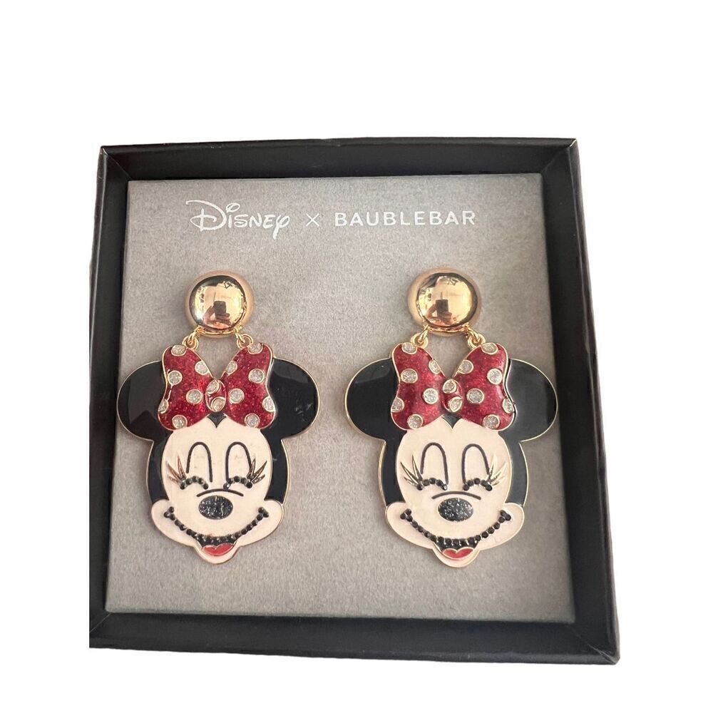 Disney baubleBar large mini mouse face bling dangling earrings